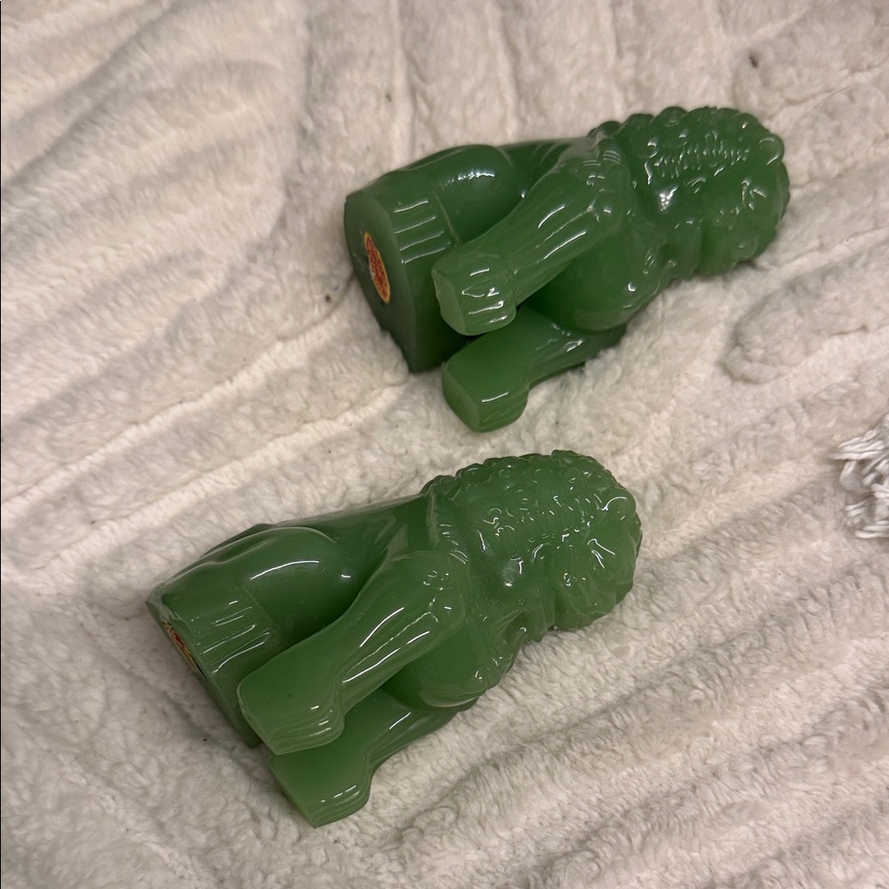 Green Lion Figurines Vintage Jade Foo Dogs (or Chinese Guardian Lion) figurines